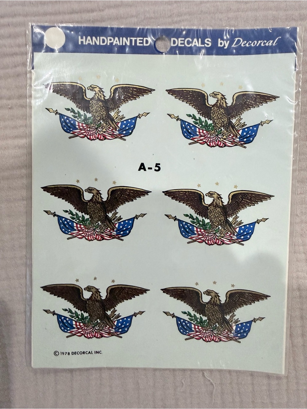 Vintage 1978 Decorcal Water Slide Decals Americana Eagle Flag A-5 Sealed NOS